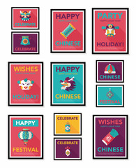 Chinese New Year poster flat banner design flat background set,