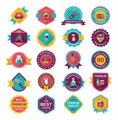 Pet badge flat banner design background set, eps10