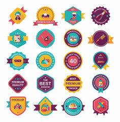 Pet badge flat banner design background set, eps10