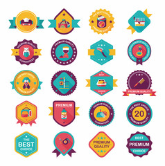 Pet badge flat banner design background set, eps10