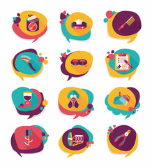 Pet bubble speech flat banner design background set, eps10