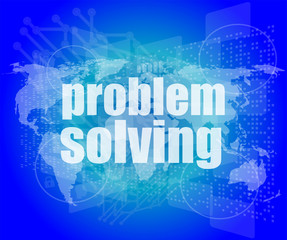 business concept: words problem solving on digital screen