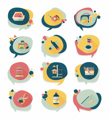 Pet bubble speech flat banner design background set, eps10