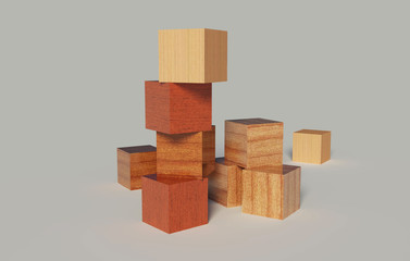 wooden blocks on a gray background