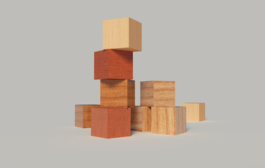 wooden blocks on a gray background