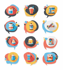 Fototapeta premium Coffee bubble speech flat banner design flat background set, eps