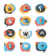 Halloween bubble speech banner design flat background set, eps10