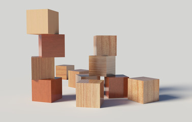 wooden blocks on a withe background