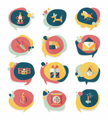 Birthday bubble speech banner design flat background set, eps10