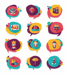 Chinese New Year bubble speech flat banner design flat backgroun