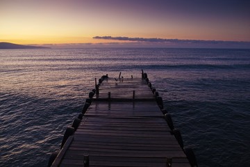Wooden pier at a dawn