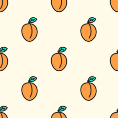 Seamless pattern with apricot. Vector illustration.