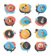 Christmas bubble speech banner design flat background set, eps10