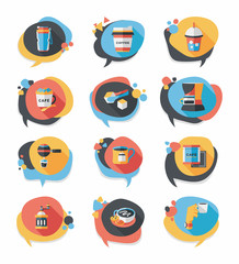 Coffee bubble speech flat banner design flat background set, eps