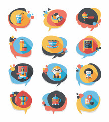 Coffee bubble speech flat banner design flat background set, eps