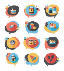 Fototapeta premium Coffee bubble speech flat banner design flat background set, eps