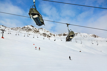 Cableway at mountains ski resort Solden Austria