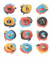 Halloween bubble speech banner design flat background set, eps10