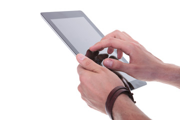 someone working on a tablet