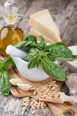 Ingredients for making pesto
