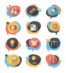 School bubble speech banner design flat background set, eps10