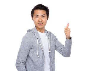 Man with thumb up