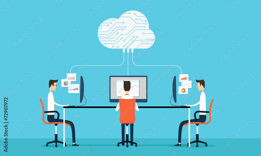 Aufkleber People programing develop web and application on cloud net work