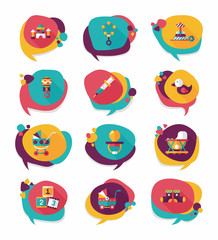 baby bubble speech banner design flat background set, eps10