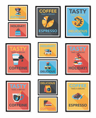 Coffee poster flat banner design flat background set, eps10