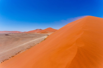 Fototapeta na wymiar Dune 45 in sossusvlei Namibia, view from the top of a Dune