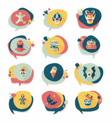 Halloween bubble speech banner design flat background set, eps10