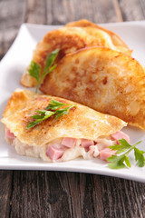 crepe with cheese and bacon