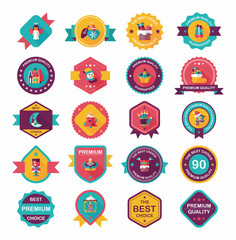 Christmas badge banner design flat background set, eps10