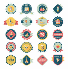 Christmas badge banner design flat background set, eps10