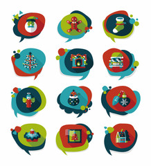 Christmas bubble speech banner design flat background set, eps10