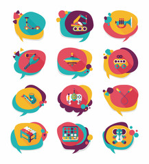 Toy speech bubble banner design flat background set, eps10
