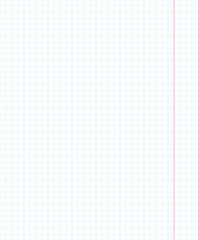 Blank exercise book paper sheet