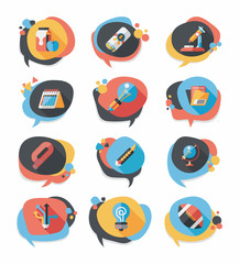 School bubble speech banner design flat background set, eps10