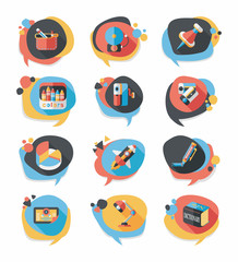 School bubble speech banner design flat background set, eps10