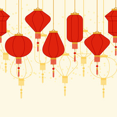 Fototapeta na wymiar Chinese New Year seamless pattern with lanterns.