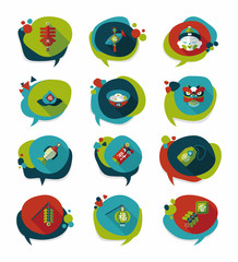 Chinese New Year bubble speech flat banner design flat backgroun