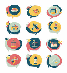 Pet bubble speech flat banner design background set, eps10