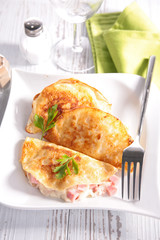 crepe with cheese and bacon