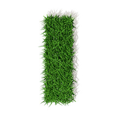I lettera erba verde, isolata su fondo bianco