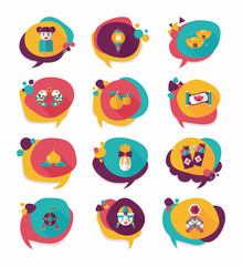 Chinese New Year bubble speech flat banner design flat backgroun