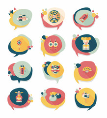 Chinese New Year bubble speech flat banner design flat backgroun