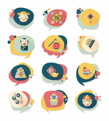 Chinese New Year bubble speech flat banner design flat backgroun