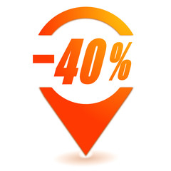 moins quarante pour cent sur symbole localisation orange