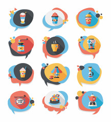 Fototapeta premium Coffee bubble speech flat banner design flat background set, eps