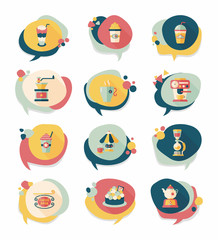 Fototapeta premium Coffee bubble speech flat banner design flat background set, eps